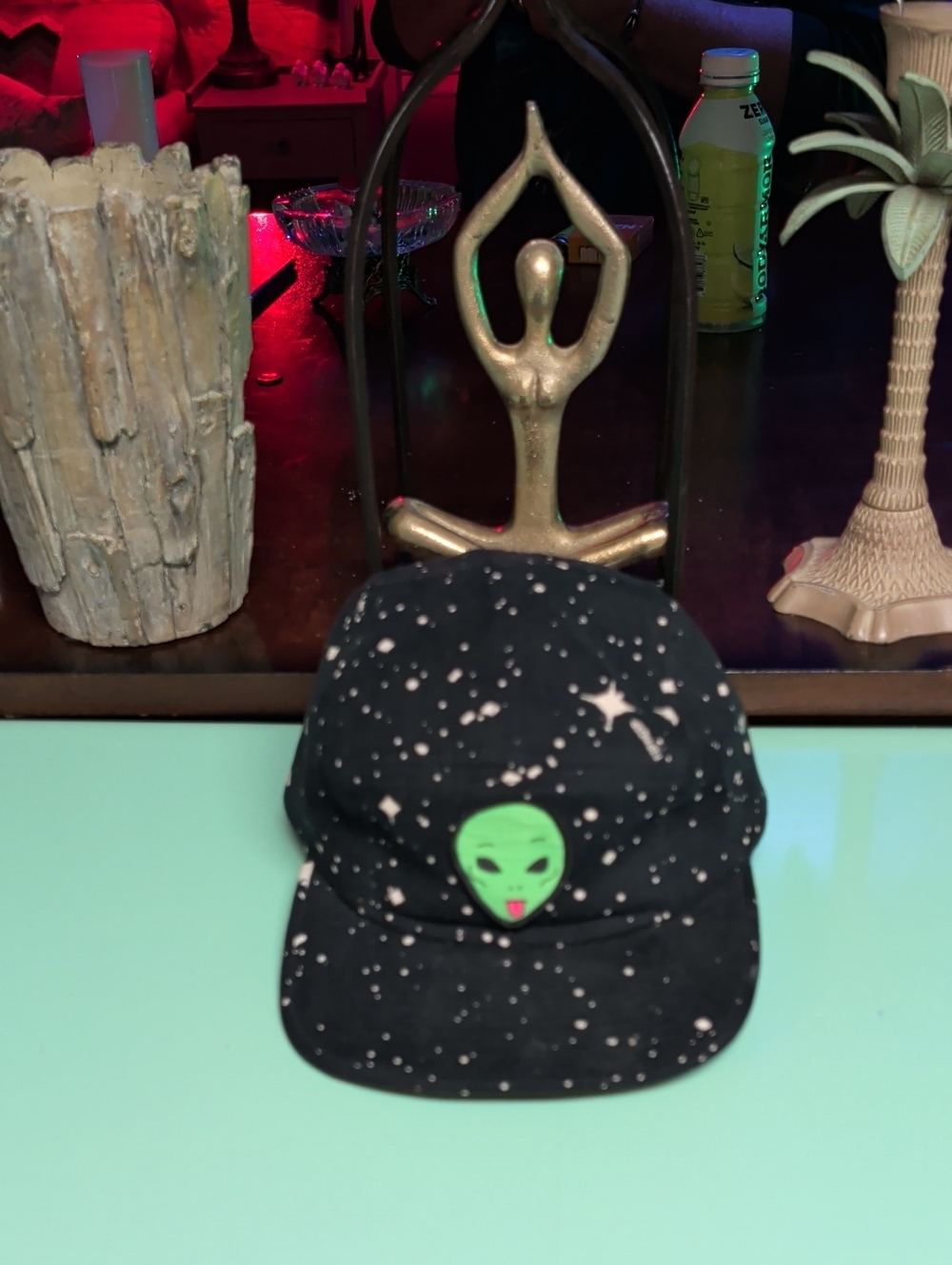 Ripndip Black Star-Speckle Cap with Green Alien Patch